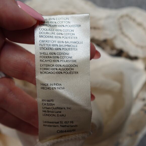 Anthropologie Top Womens Medium? Lace V-Neck Blouse Boxy Cream Peplum - Picture 7 of 12